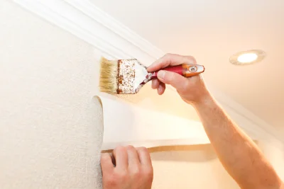Pose de papier peint au Heaulme — revêtements muraux et toiles de verre